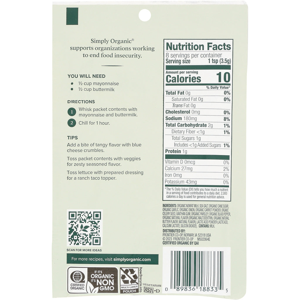 SMP042 | Back panel showing nutrition facts, ingredients, directions, QR code and barcode - Thumbnail