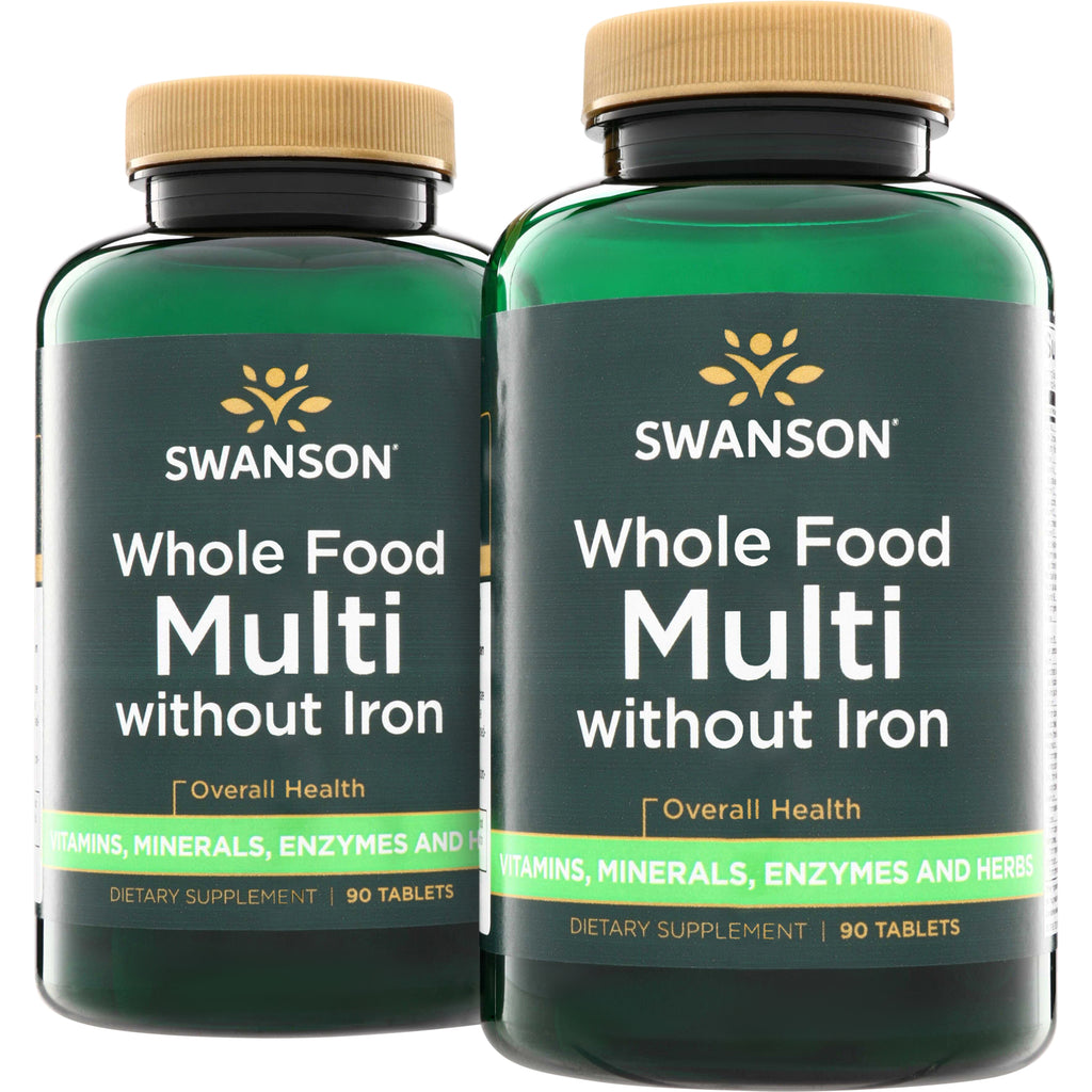 SWU1095 | Swanson Whole Food Multi without Iron, 90 tablets, two bottles, front label - Thumbnail