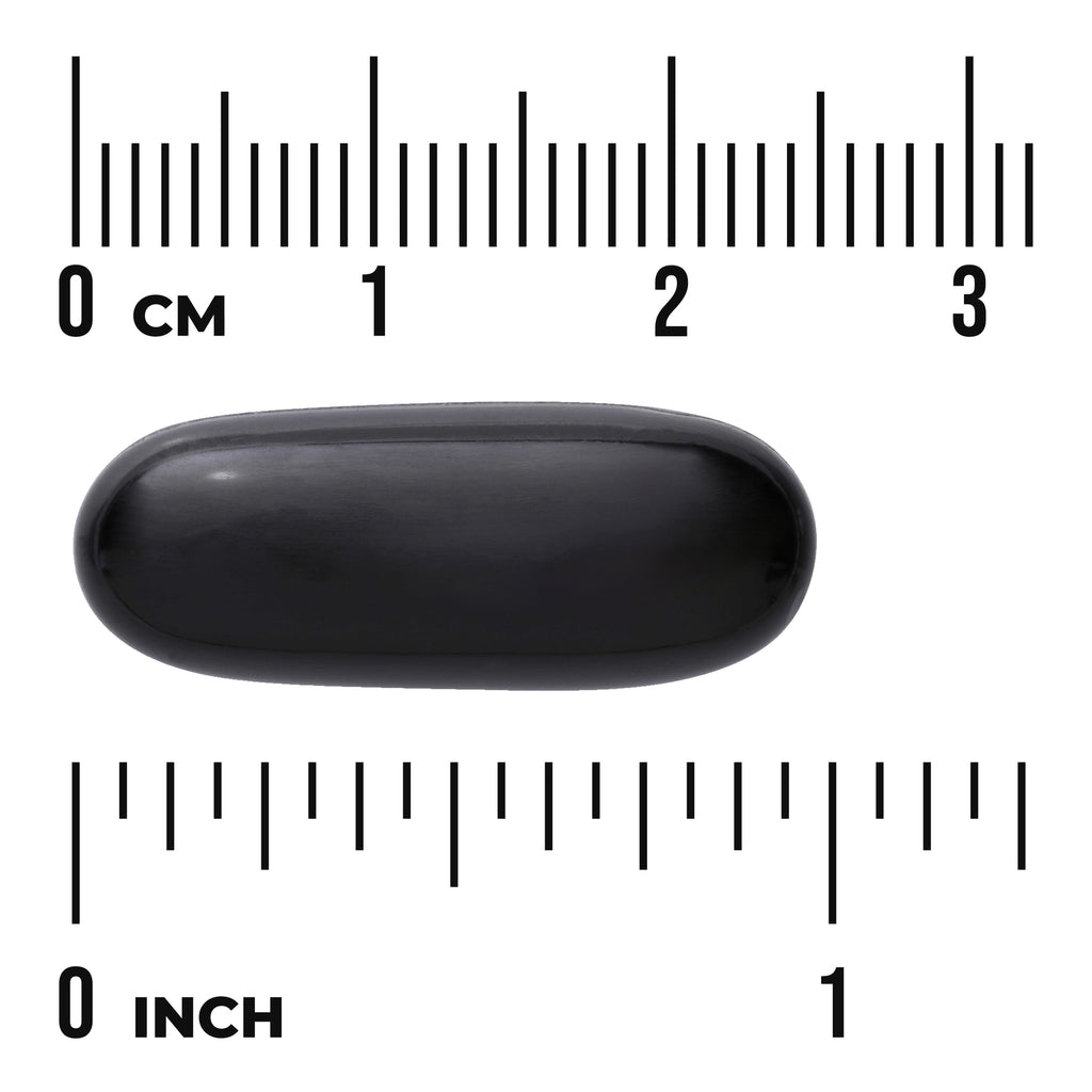 SW217 | Black softgel capsule with size scale in centimeters and inches - Thumbnail