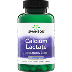 SW1925 | Swanson Calcium Lactate capsules, 100 mg per capsule, mineral supplement, 100 capsules