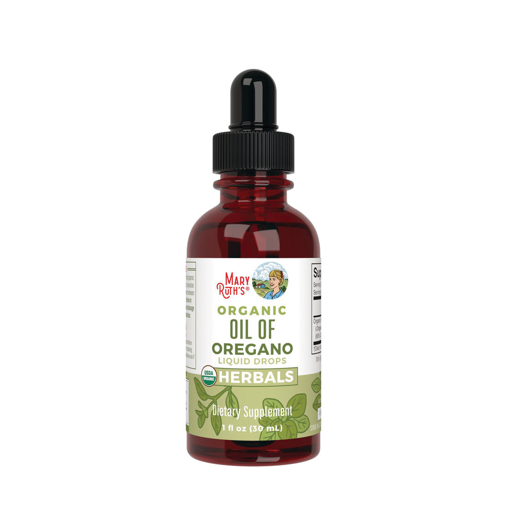 MRR042 | Amber dropper bottle labeled Mary Ruth's Organic Oil of Oregano liquid drops 1 fl oz dietary supplement - Thumbnail