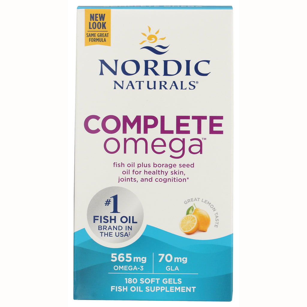 NRN023 | Nordic Naturals Complete Omega fish oil plus borage seed 565 mg Omega-3 70 mg GLA 180 soft gels lemon - Thumbnail