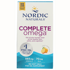 NRN023 | Nordic Naturals Complete Omega fish oil plus borage seed 565 mg Omega-3 70 mg GLA 180 soft gels lemon