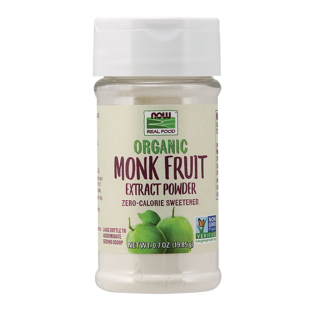 NWF1383 | NOW Real Food organic monk fruit extract powder jar, zero-calorie sweetener, 0.7 oz - Thumbnail