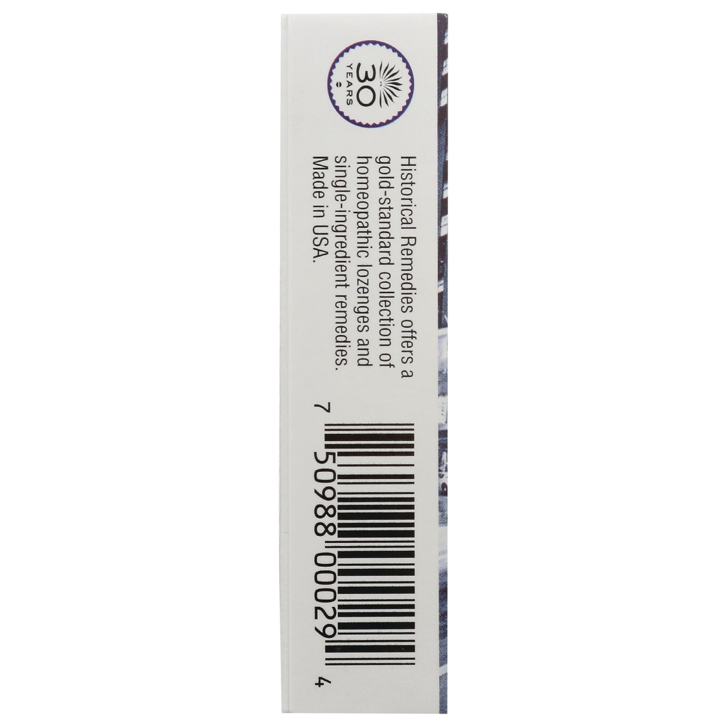 HLR006 | back of product box with barcode and vertical text Historical Remedies offers a gold-standard collection