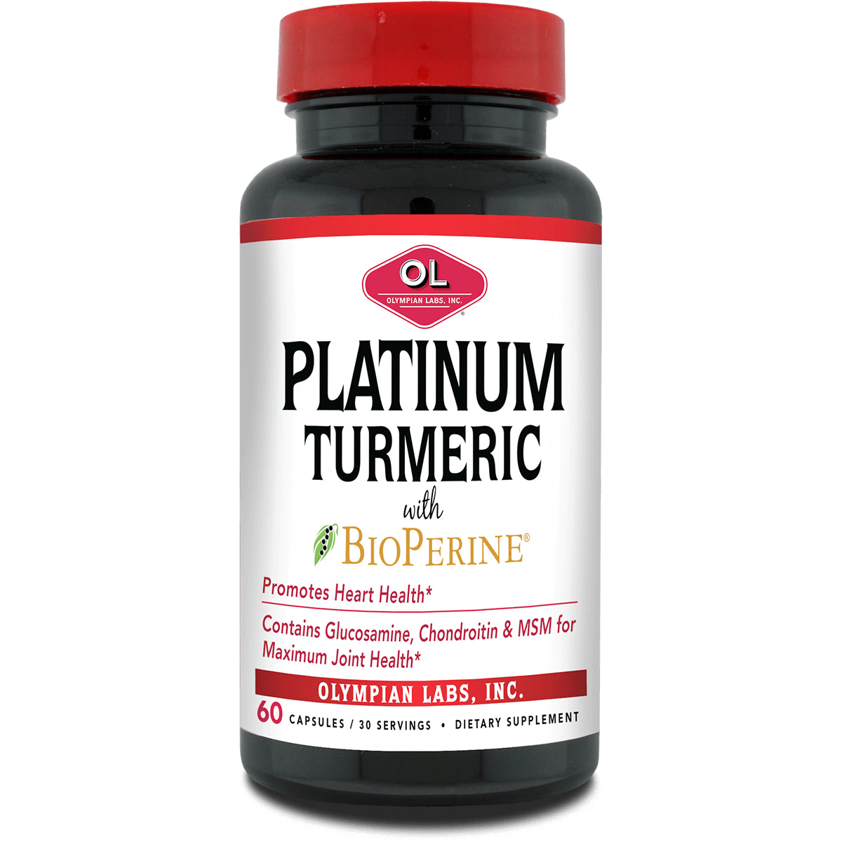 OL154 | Bottle front showing PLATINUM TURMERIC with BioPerine label, 60 capsules dietary supplement