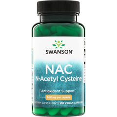 SW854 | Swanson NAC N-Acetyl Cysteine, Antioxidant Support, 600 mg per capsule, 100 vegan capsules