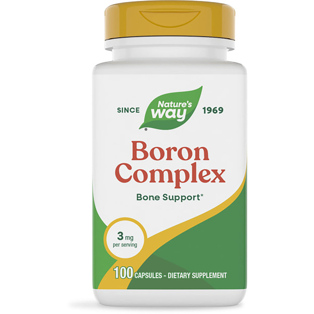 NW860 | Nature's Way Boron Complex bottle, front label reading Bone Support, 100 capsules, 3 mg per serving - Thumbnail
