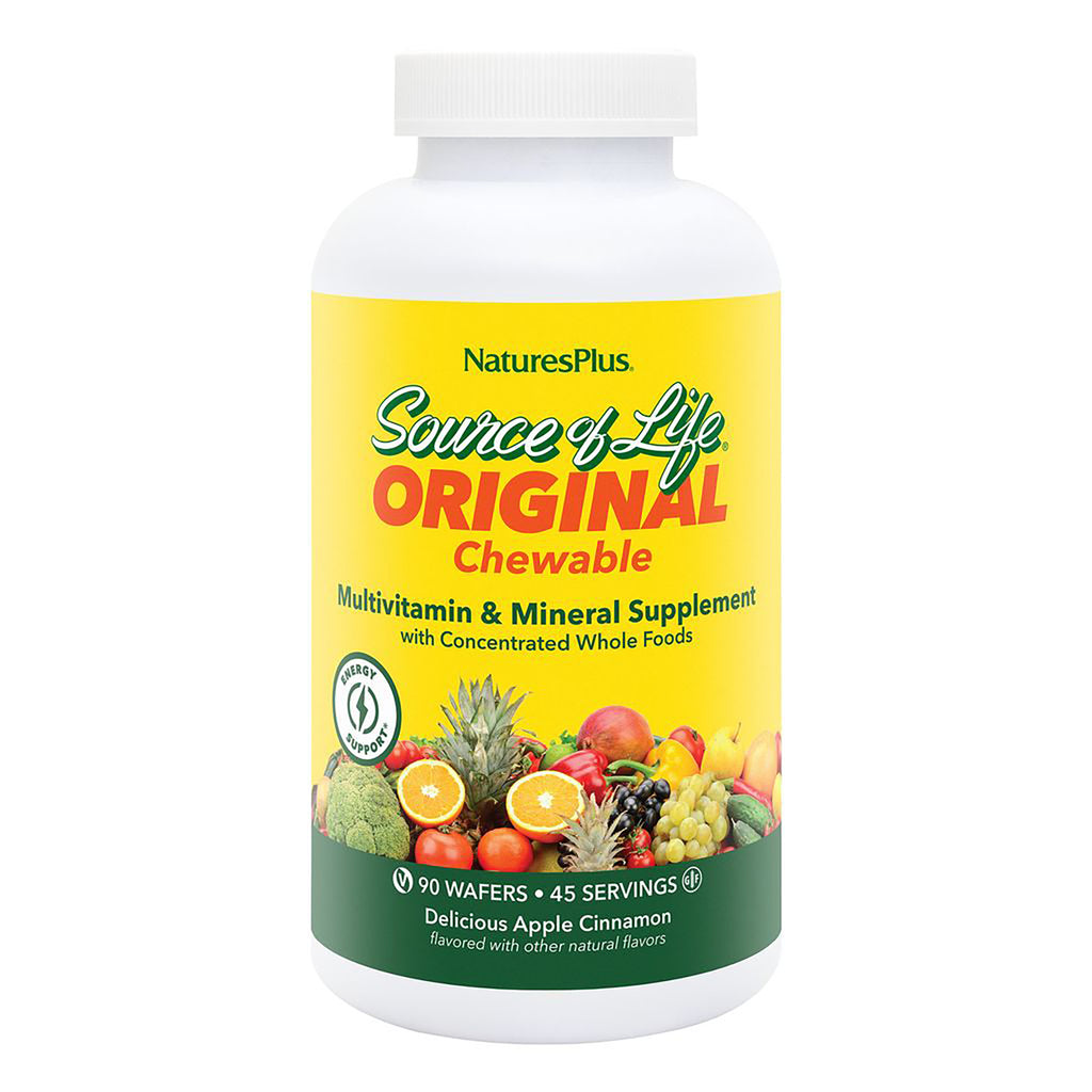 NTP060 | NaturesPlus Source of Life Original Chewable multivitamin and mineral supplement, apple cinnamon flavor, 90 wafers - Thumbnail