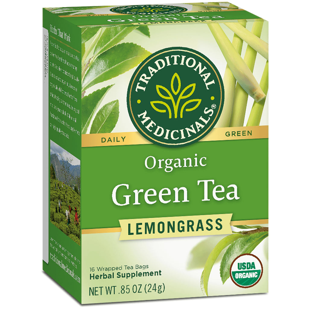 TMD020 | Traditional Medicinals Organic Green Tea Lemongrass, 16 wrapped tea bags, USDA Organic - Thumbnail