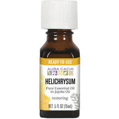 ARC178 | Aura Cacia Helichrysum pure essential oil in jojoba oil 0.5 fl oz front label