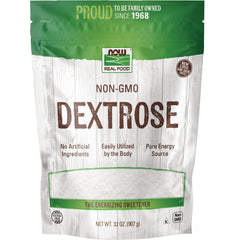 NWF456 | NOW Real Food dextrose 32 oz pouch front, non-GMO and gluten-free