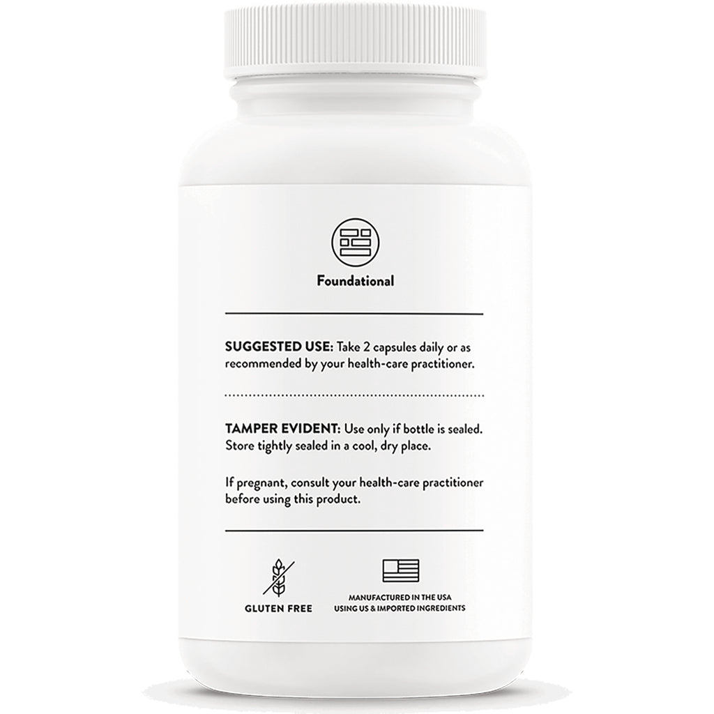 TRN015 | Back label of supplement bottle showing suggested use: Take 2 capsules daily; gluten free; made in USA - Thumbnail