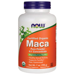 NWF689 | NOW Certified Organic Maca pure powder 6:1 concentrate bottle, 7 oz