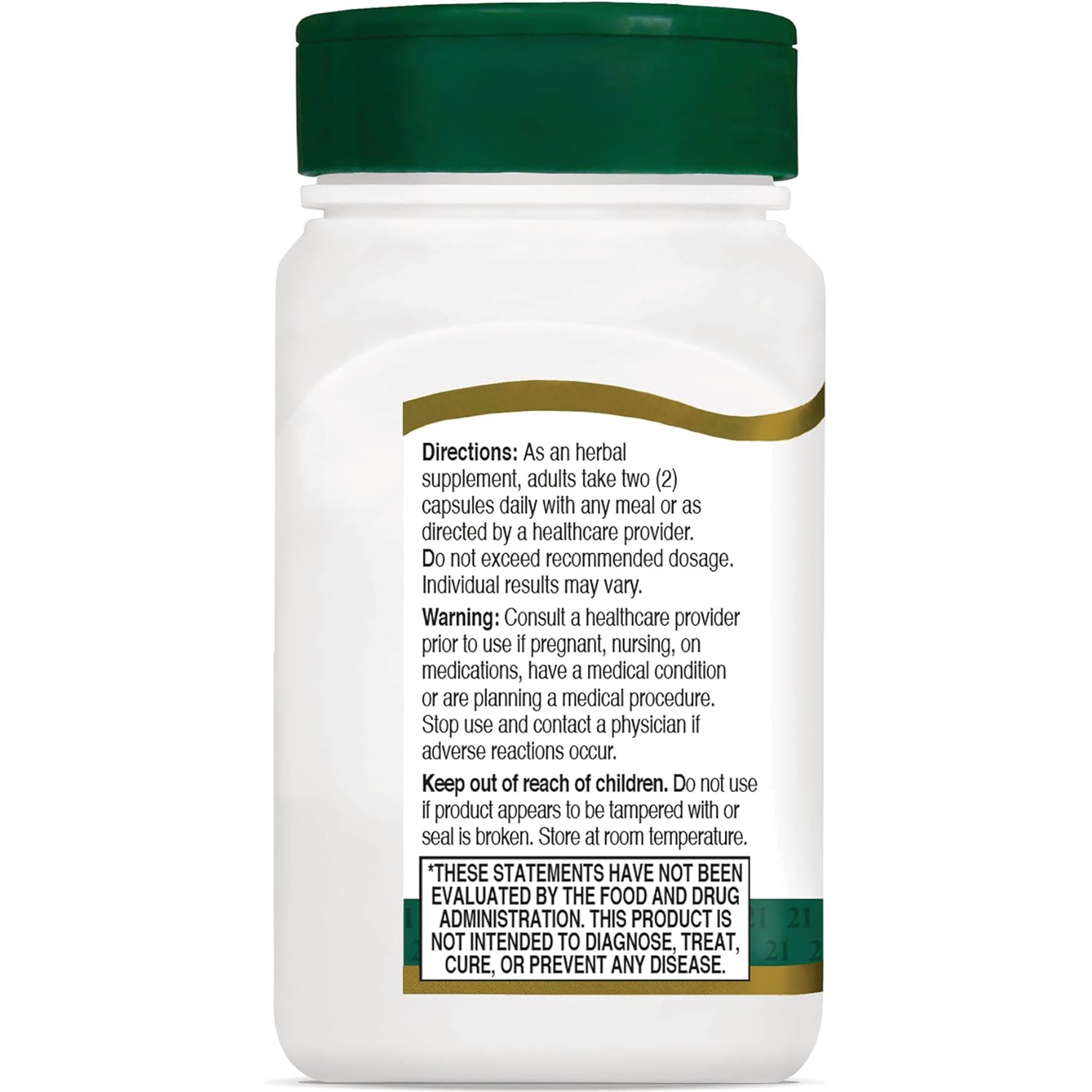CNT154 | back label of white supplement bottle showing directions, warnings, and FDA disclaimer
