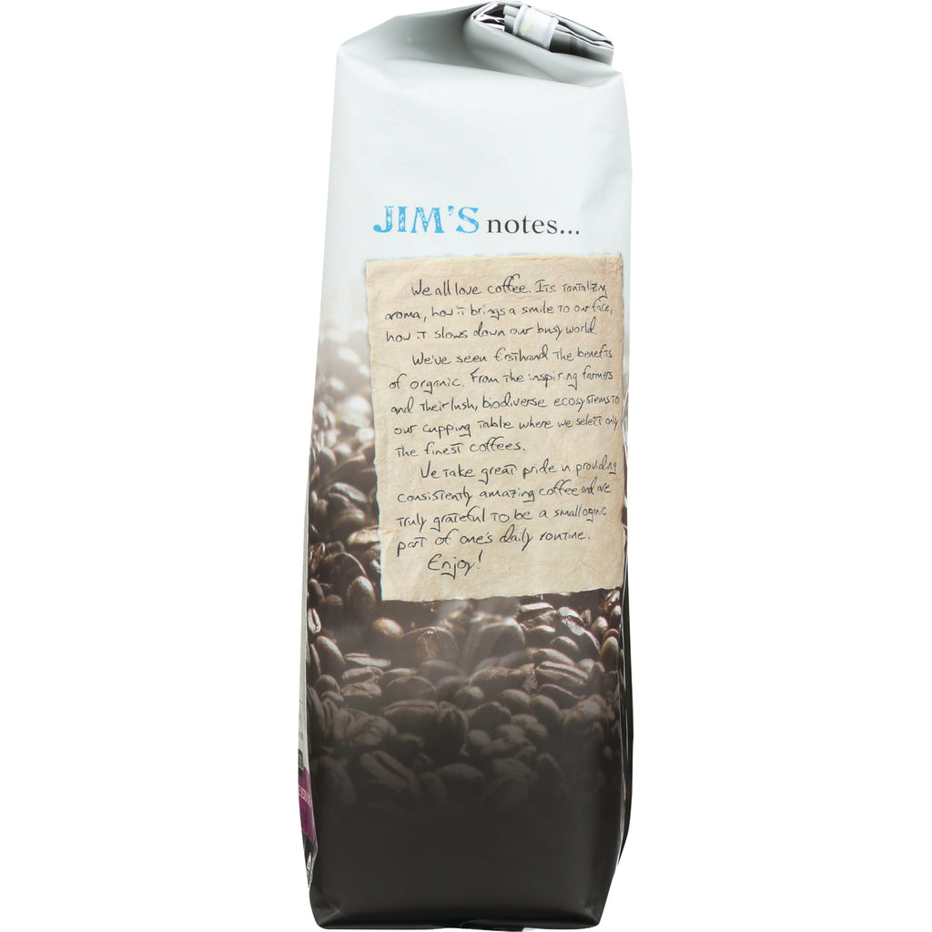 JOC015 | upright bag of coffee with JIM'S notes... label and handwritten note over coffee bean background - Thumbnail