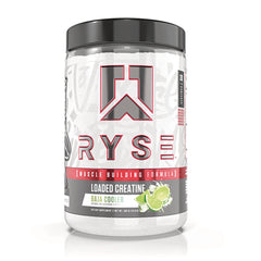 RYS005 | White supplement tub labeled RYSE Loaded Creatine Baja Cooler with lime graphic