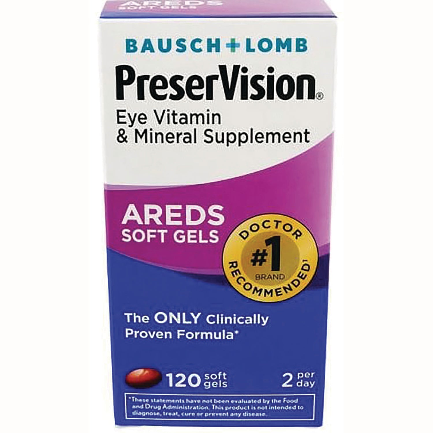 BNL020 | PreserVision AREDS soft gels eye vitamin & mineral supplement box, 120 soft gels, 2 per day