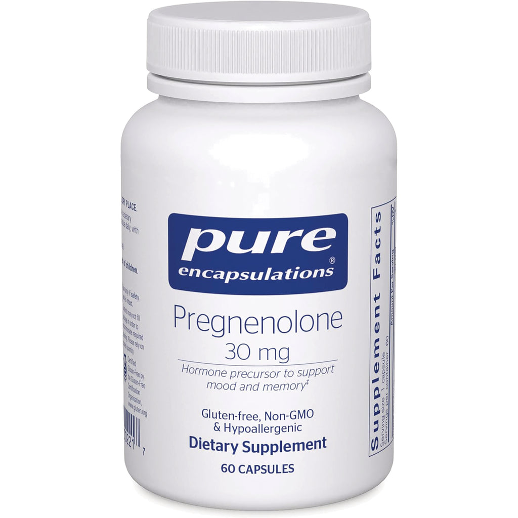 PRN041 | Pure Encapsulations Pregnenolone 30 mg dietary supplement bottle, 60 capsules - Thumbnail