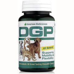 AMB009 | DGP supplement bottle front label showing dogs and a cat and text 'Supports Mobility & Flexibility'