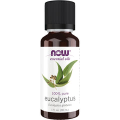 NWF045 | NOW essential oils eucalyptus 100% pure 1 fl oz (30 mL) brown glass bottle with black cap