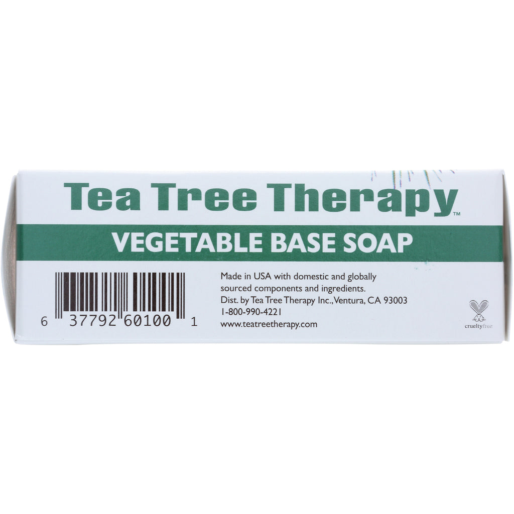 TTT002 | Tea Tree Therapy Vegetable Base Soap box back with barcode, contact info, and cruelty-free icon - Thumbnail
