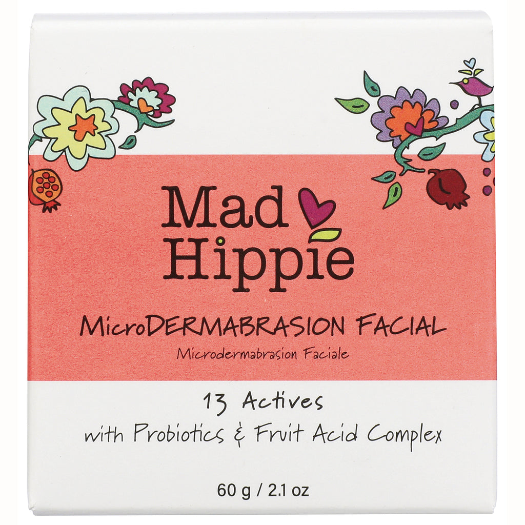 HIP013 | Mad Hippie MicroDERMABRASION FACIAL box front, coral and white packaging with floral accents, 60 g / 2.1 oz - Thumbnail
