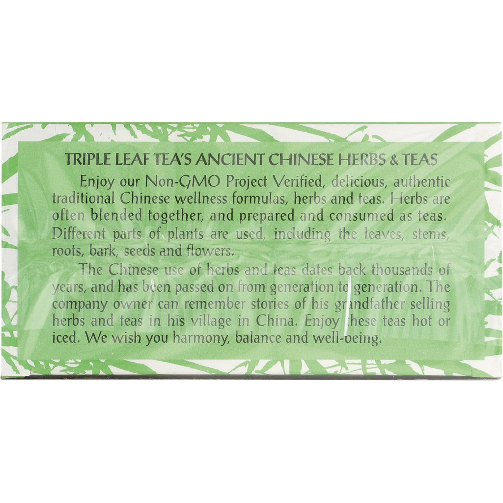 TLT020 | Text panel: TRIPLE LEAF TEAS ANCIENT CHINESE HERBS & TEAS; Non-GMO Project Verified message on green background - Thumbnail