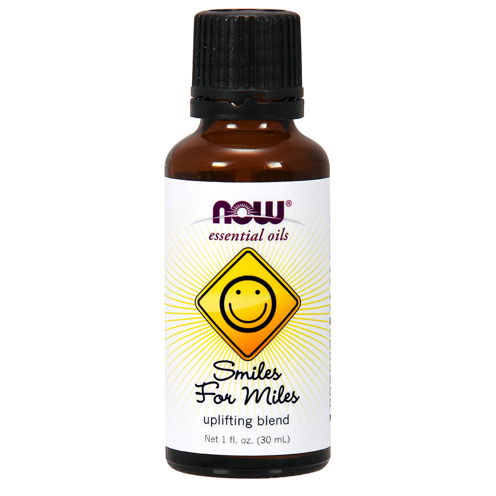 NWF1283 | NOW essential oils Smiles For Miles uplifting blend 1 fl oz amber bottle with black cap - Thumbnail