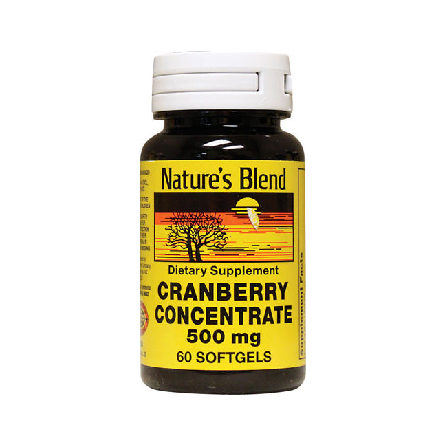 NAB098 | Nature's Blend Cranberry Concentrate 500 mg bottle with 60 softgels front view
