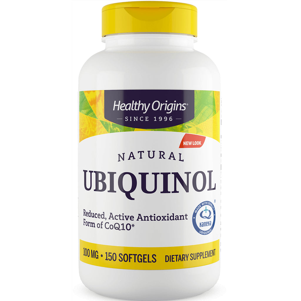 HRG034 | Healthy Origins Natural Ubiquinol 100 mg bottle, 150 softgels dietary supplement front label - Thumbnail