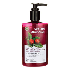 AVL007 | Avalon Organics Wrinkle Therapy cleansing milk pump bottle with rosehip illustration