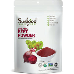 SNF031 | Sunfood Superfoods Organic Beet Powder pouch, Performance and Recovery, 8 oz