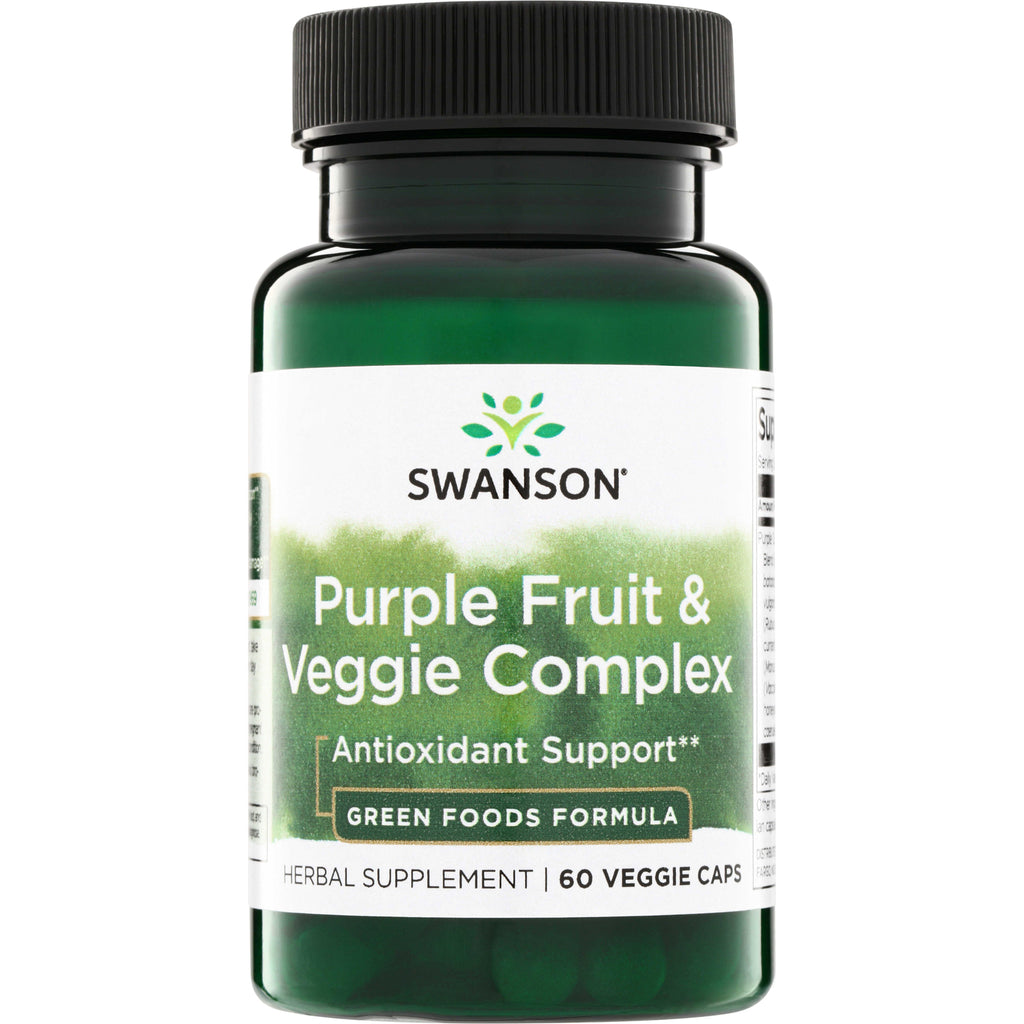 SWR071 | Swanson Purple Fruit & Veggie Complex supplement bottle, Antioxidant Support, Green Foods Formula, 60 veggie caps - Thumbnail