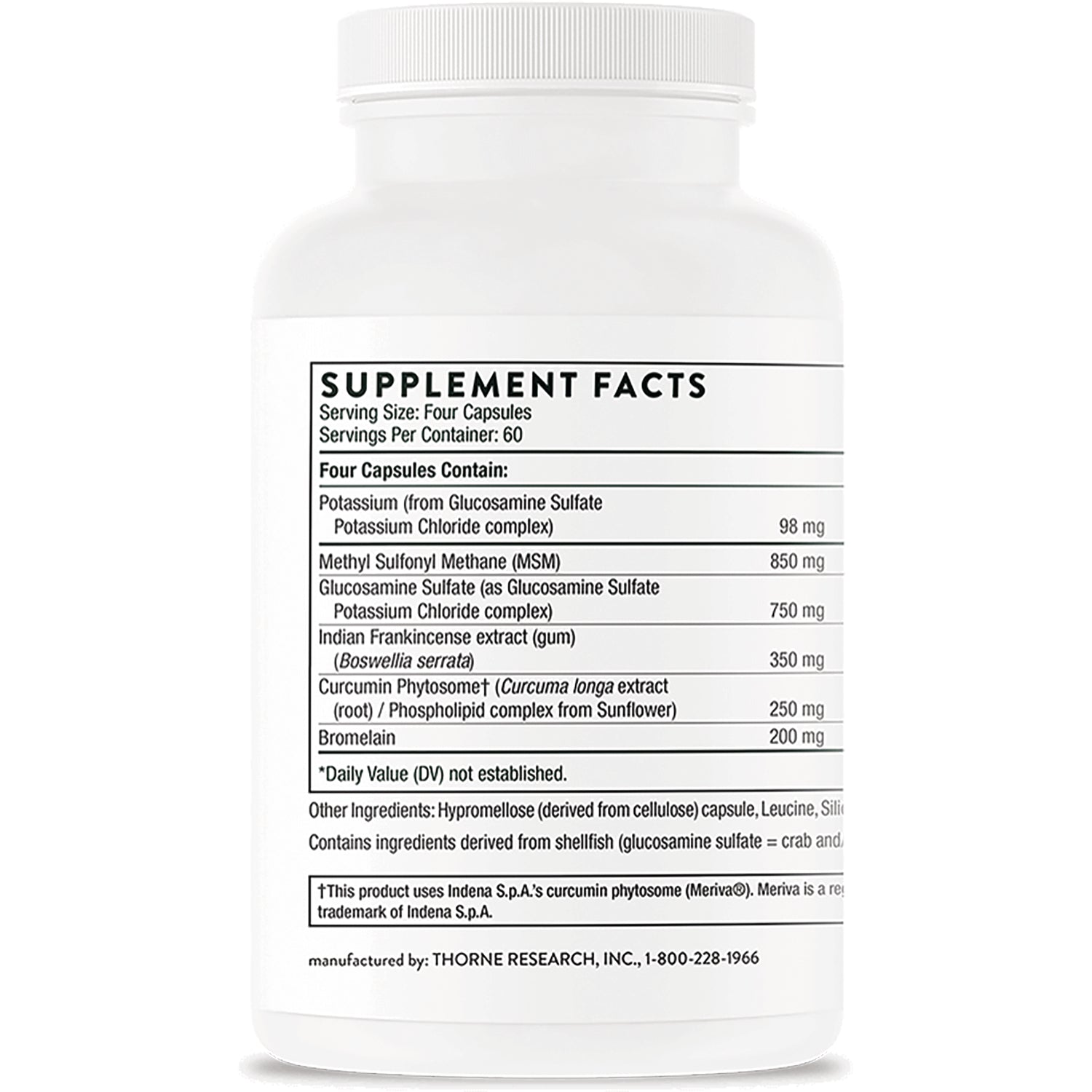 TRN021 | Back of supplement bottle showing Supplement Facts panel with ingredients and servings