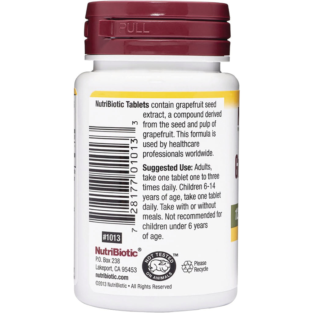 NUB002 | Back of NutriBiotic bottle showing barcode, suggested use instructions and company address - Thumbnail