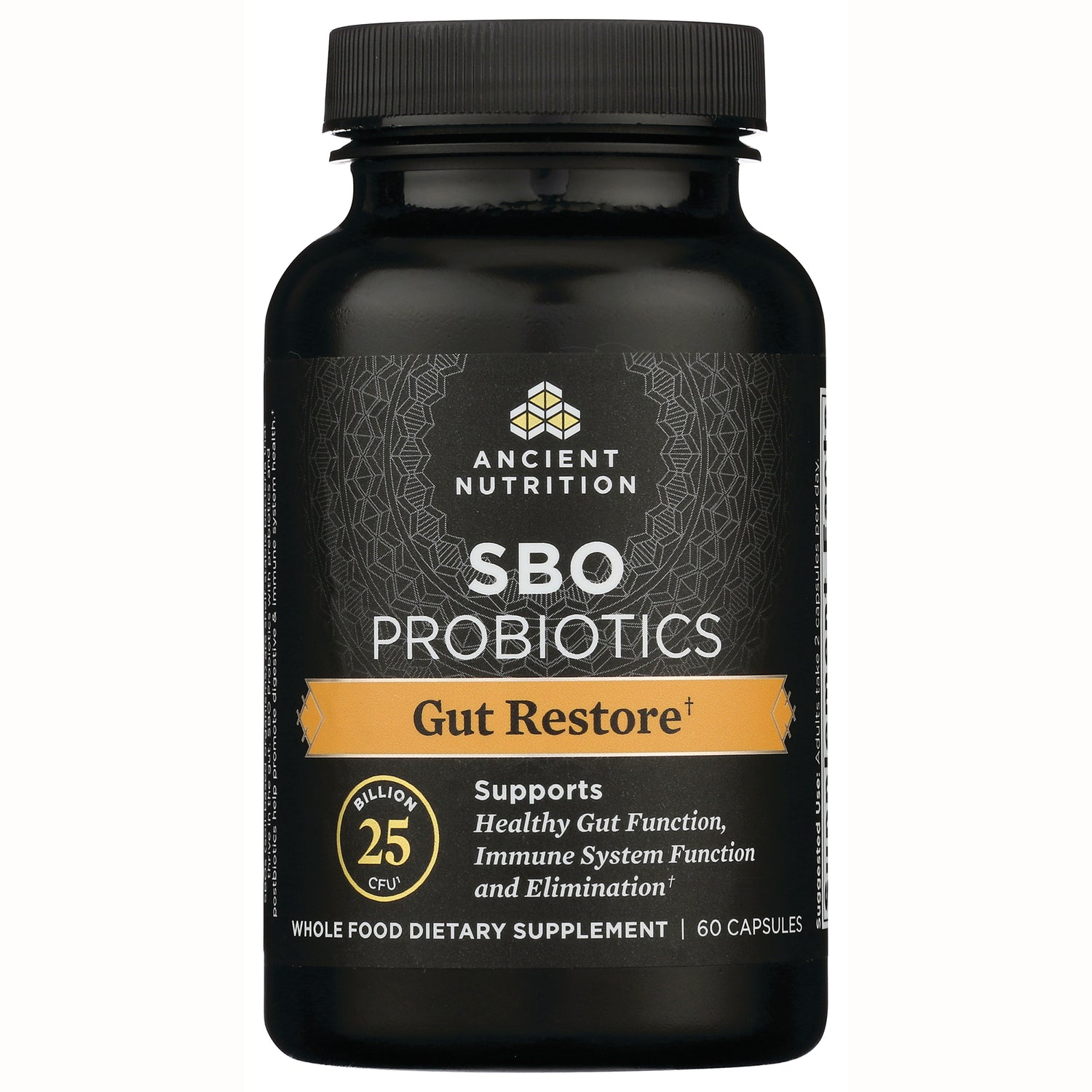 ATN070 | Ancient Nutrition SBO Probiotics bottle, Gut Restore label, 25 billion CFU, 60 capsules