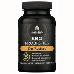 ATN070 | Ancient Nutrition SBO Probiotics bottle, Gut Restore label, 25 billion CFU, 60 capsules