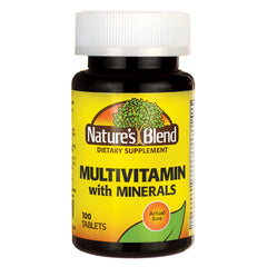 NAB092 | Nature's Blend multivitamin with minerals bottle, yellow label, 100 tablets