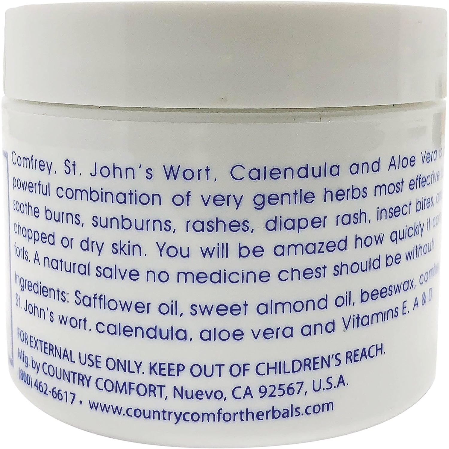 CTY004 | jar side label showing ingredients and usage text mentioning Calendula and aloe vera