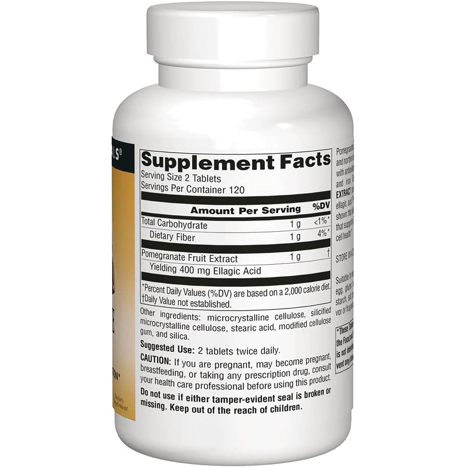 SN824 | Back label showing Supplement Facts, suggested use, ingredients, and caution information