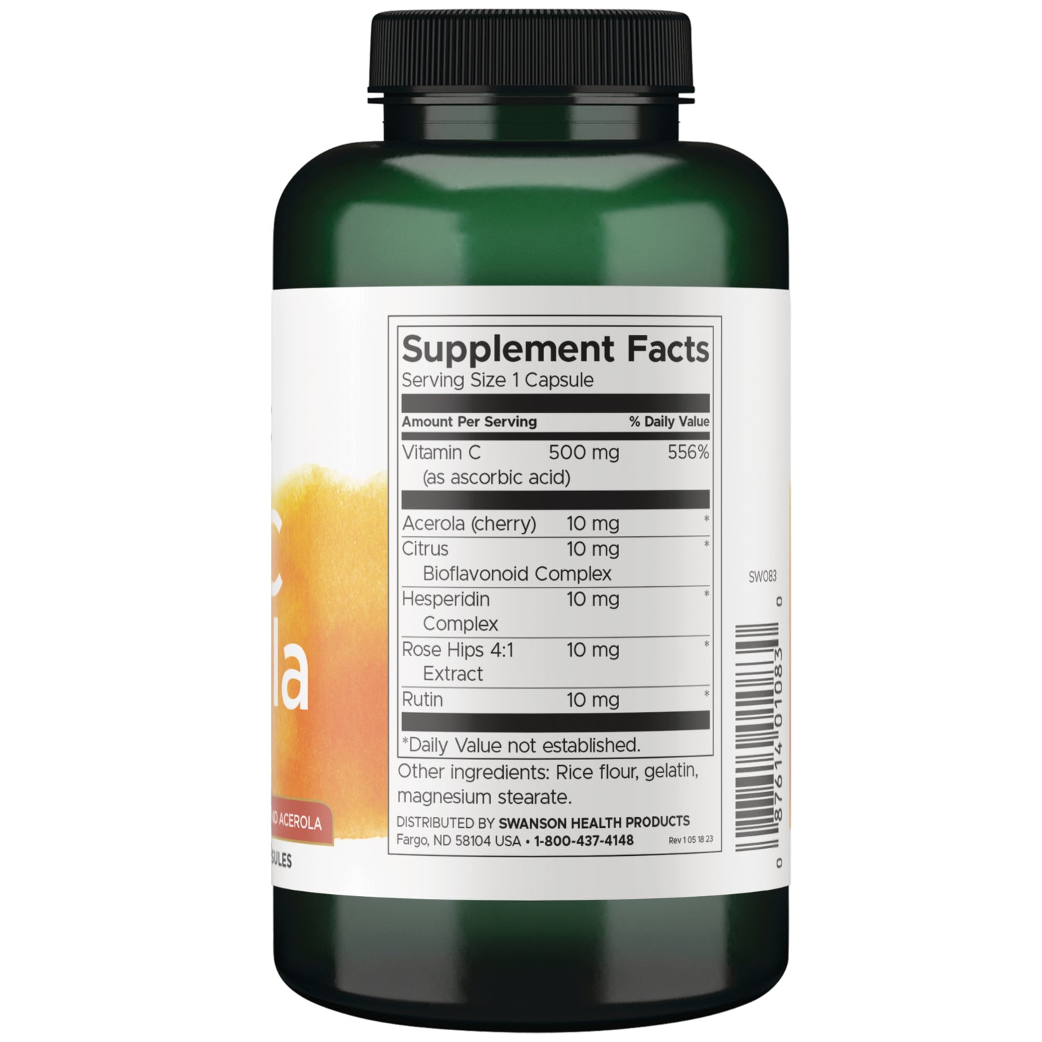 SW083 | Back label with supplement facts and serving information