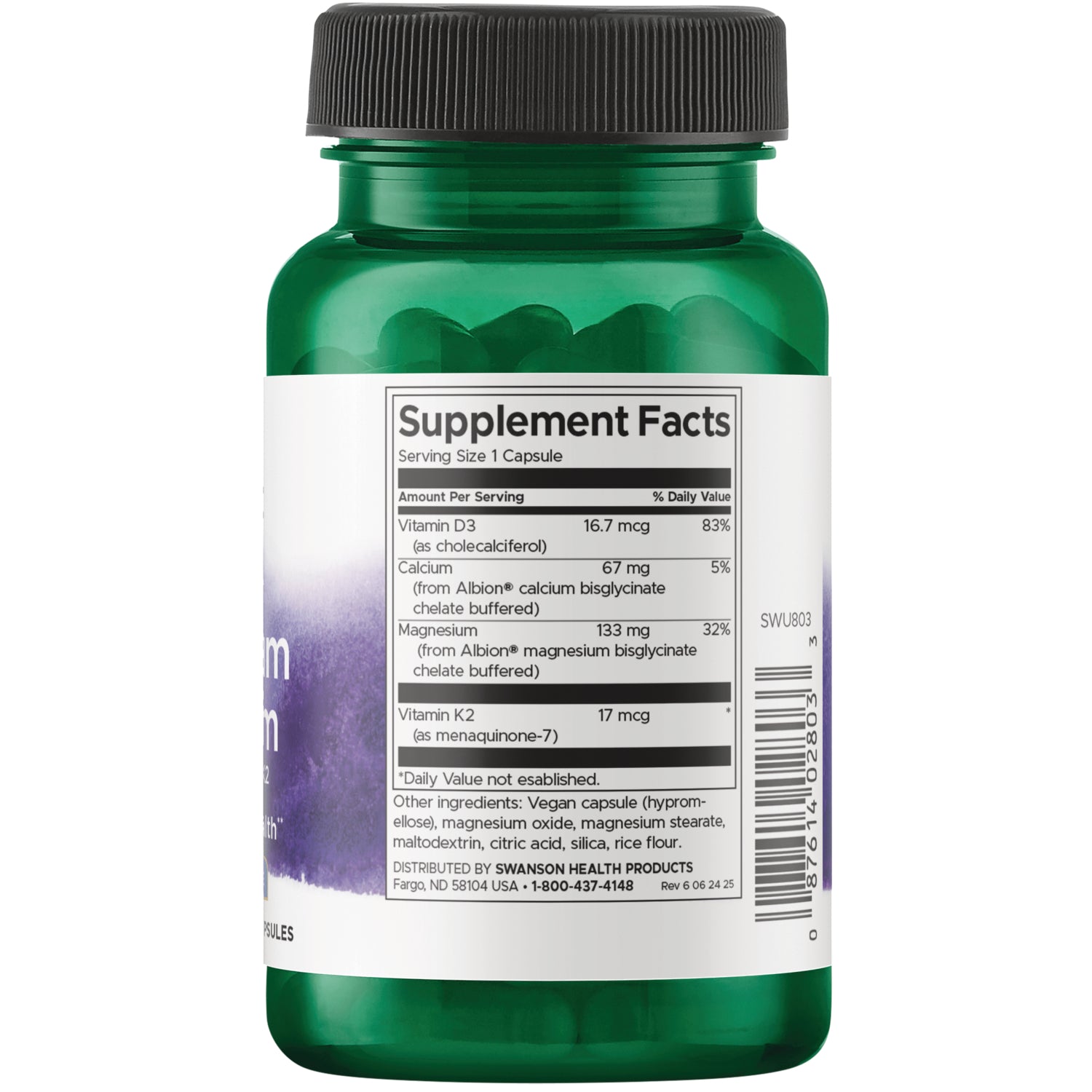 SWU803 | Back label with Supplement Facts