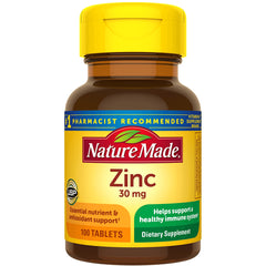 NTM072 | Nature Made Zinc 30 mg bottle with yellow label, 100 tablets dietary supplement