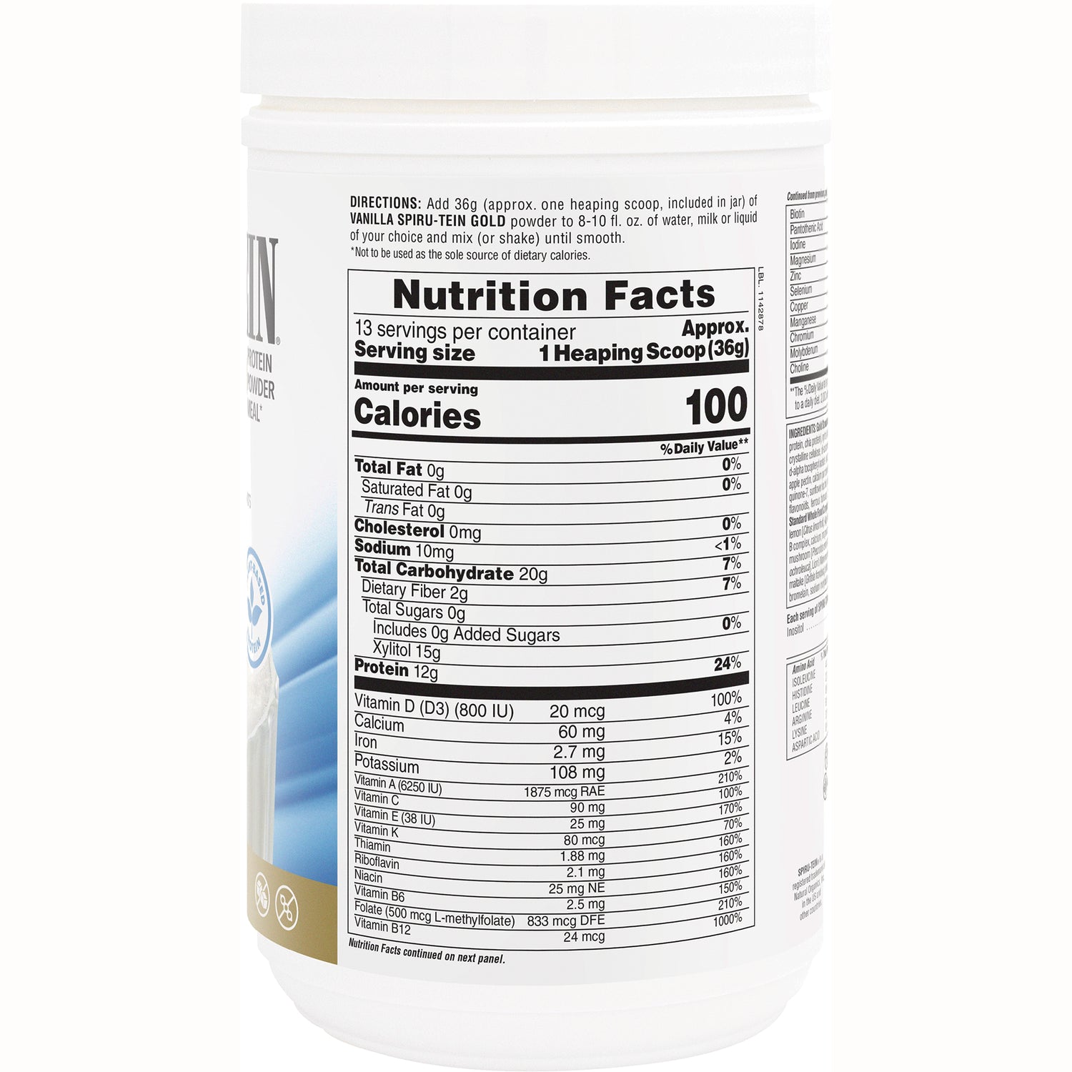 NTP272 | back of white supplement jar showing Nutrition Facts label and ingredient panel