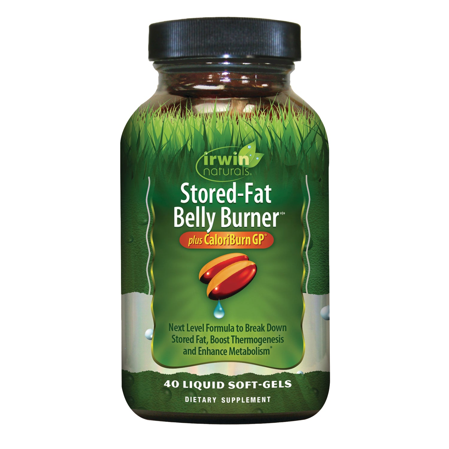 IR292 | Irwin Naturals bottle labeled Stored-Fat Belly Burner 40 liquid soft-gels front view