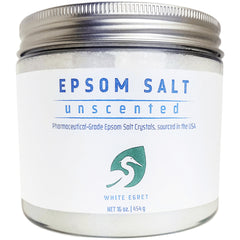 WEG025 | White Egret Epsom Salt unscented, pharmaceutical-grade, 16 oz jar