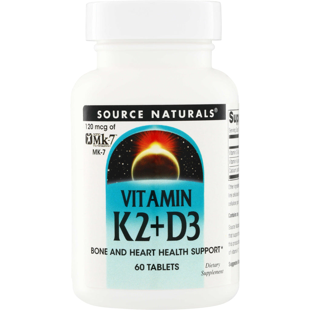 SN142 | Source Naturals Vitamin K2+D3 MK-7, bone and heart health support, 60 tablets - Thumbnail