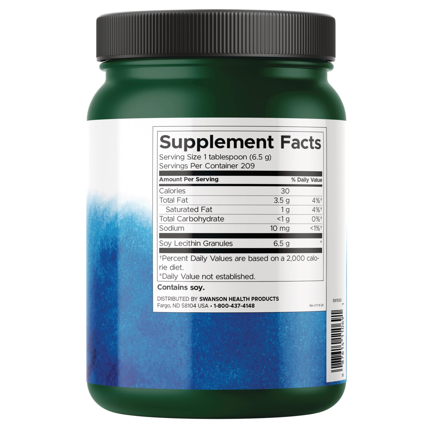 SW1069 | Supplement Facts and usage for Swanson Soy Lecithin Granules