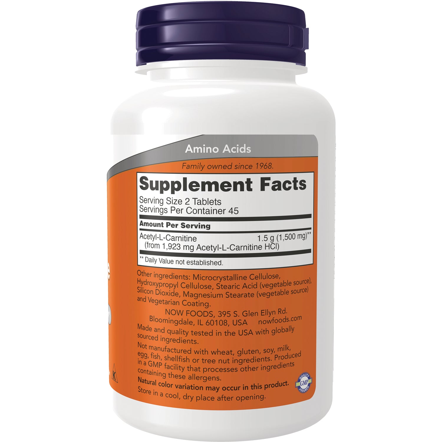 NWF166 | Back of white supplement bottle showing Supplement Facts panel with serving size and ingredients